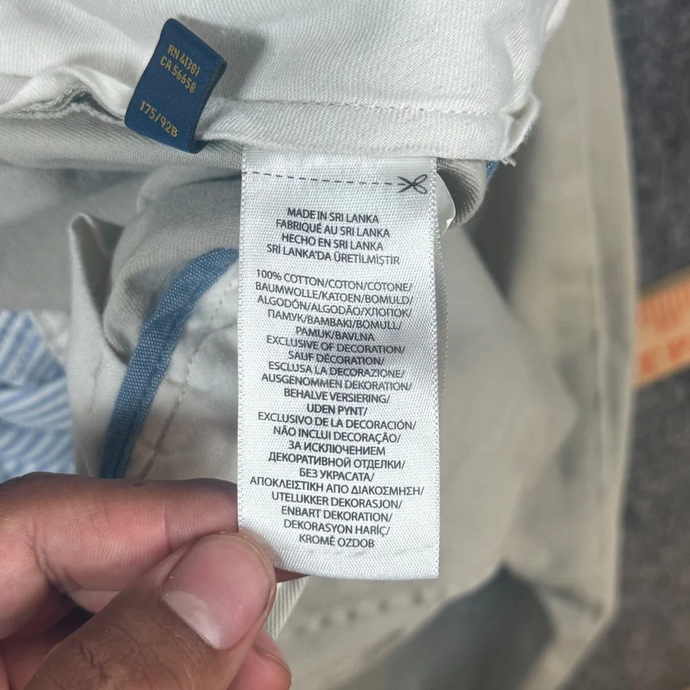 Polo Ralph Lauren Slim Fit Chino Pants Mens 36x32 Khaki Tan Cotton Trousers
